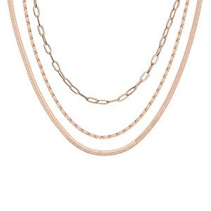 Layered Triple Chain Rose Gold Necklace for Women