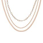 Layered Triple Chain Rose Gold Necklace for Women