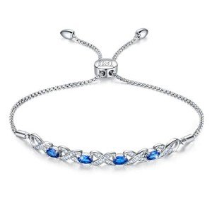 Adjustable Women's Silver Bracelet with Sparkling Zirconia