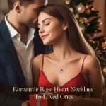 Rose Heart Birthstone Necklace for Women in Silver