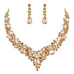 BriLove Women's Champagne Gold Teardrop Jewelry Set