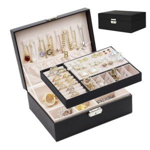 Stylish Black Jewelry Box Organizer for Women