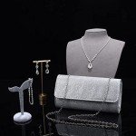 Silver Clutch Jewelry Set for Women, 4 Pieces