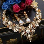 BriLove Women's Champagne Gold Teardrop Jewelry Set