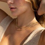 Dainty 18K Gold Plated Herringbone Necklace Set