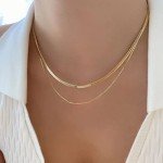 Dainty 18K Gold Plated Herringbone Necklace Set