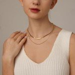 Dainty 18K Gold Plated Herringbone Necklace Set