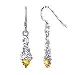 Chic Yellow Celtic Dangle Earrings with Topaz