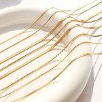 Dainty 18K Gold Plated Herringbone Necklace Set