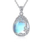 Silver Tree of Life Necklace with Moonstone