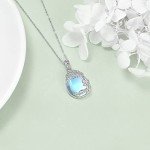 Silver Tree of Life Necklace with Moonstone