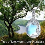 Silver Tree of Life Necklace with Moonstone