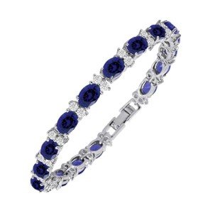 Stylish Tennis Bracelet with Blue Sapphire and CZ