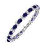Stylish Tennis Bracelet with Blue Sapphire and CZ