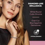 Stylish Tennis Bracelet with Blue Sapphire and CZ