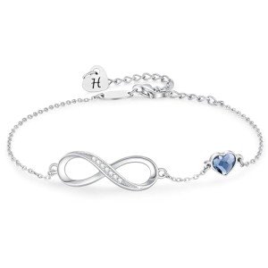 Infinity Heart Initial Bracelet for Women - Initial H