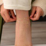 Gold Plated Initial Anklet for Women - Letter B