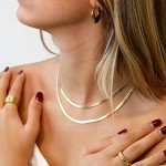 Gold Plated Layered Herringbone Necklace Set for Women