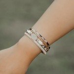 Boho Leather Wrap Bracelet with Crystal and Clasp