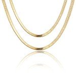 Gold Plated Layered Herringbone Necklace Set for Women