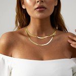 Gold Plated Layered Herringbone Necklace Set for Women