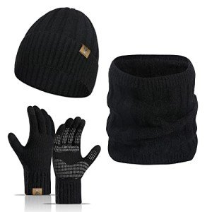 Men's Winter Beanie, Scarf, and Touchscreen Gloves Set