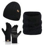 Men's Winter Beanie, Scarf, and Touchscreen Gloves Set