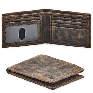 Slim Real Leather Bifold Wallet with RFID Protection