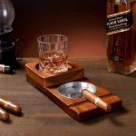 Rustic Wooden Cigar Ashtray and Whiskey Tray