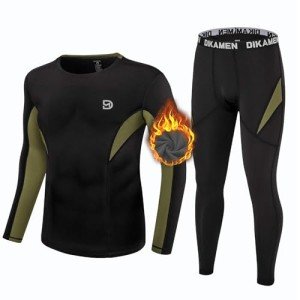 Men's Fleece Thermal Underwear Set, Black