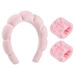 Pink Spa Headband and Wrist Washband Set