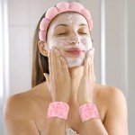 Pink Spa Headband and Wrist Washband Set
