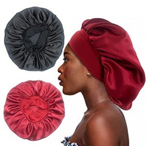 2-Pack Large Satin Sleep Bonnet Set