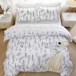 Floral White Queen Duvet Cover Bedding Set