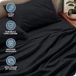 Bare Home 1800 Microfiber Hypoallergenic Bed Sheet Set, Queen