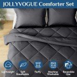 JOLLYVOGUE Dark Grey Reversible Queen Comforter Set