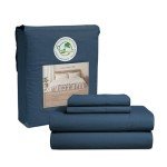 Lane Linen Cooling Cotton Queen Sheet Set - Blue