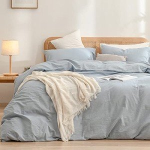 BESTOUCH 3-Piece Soft Blue Cotton Bedding Set