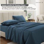 Lane Linen Cooling Cotton Queen Sheet Set - Blue