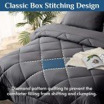 JOLLYVOGUE Dark Grey Reversible Queen Comforter Set