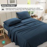 Lane Linen Cooling Cotton Queen Sheet Set - Blue