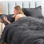 JOLLYVOGUE Dark Grey Reversible Queen Comforter Set
