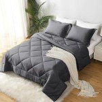 JOLLYVOGUE Dark Grey Reversible Queen Comforter Set