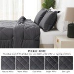 JOLLYVOGUE Dark Grey Reversible Queen Comforter Set
