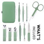 10-in-1 Stainless Steel Manicure Set in Green