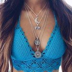 Boho Circle Drop Multilayer Statement Necklace