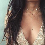 Crescent Moon Layered Necklace with Crystal Sequins