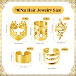 70 Pcs Gold Hair Jewelry and Braid Accessories