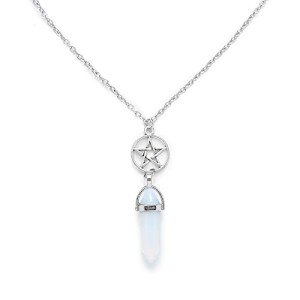 Trendy Star & Hexagonal Stone Pendant Necklace