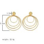 Gold Circle Hoop Earrings - Retro Dangle Style